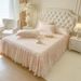 2025 New Style Wooden Cool Romantic Lace Bed Skirt Four-Piece Set - Mido_maomaolike.com