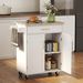 Kitchen Island Cart, Rolling Island Table With Solid Wood Top, Trolley Cart With Drawer, Storage Cabinet & Towel Rack, White_maomaolike.com