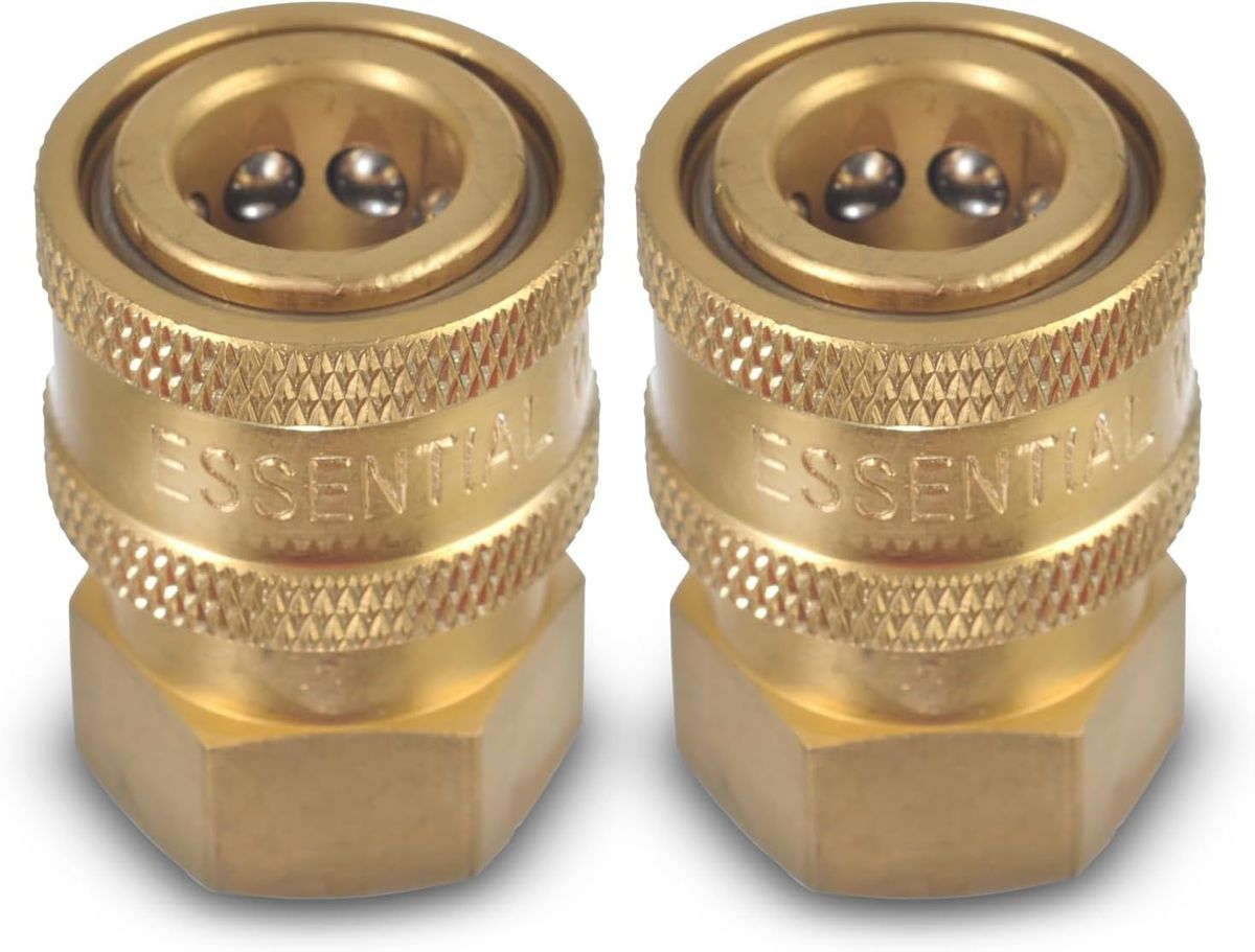 ESSENTIAL WASHER Brass 1/4" Female Quick Connect Fittings To Female NPT - Pressure Washer Couplers, 4200 PSI, 2 Pack_maomaolike.com