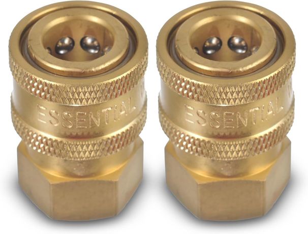 ESSENTIAL WASHER Brass 1/4" Female Quick Connect Fittings To Female NPT - Pressure Washer Couplers, 4200 PSI, 2 Pack_maomaolike.com