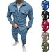 Men's clothing button suede casual jacket pants 2-piece set_maomaolike.com