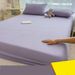 Pure Color Washed Cotton Fitted Sheet Set - Soft Breathable Bed Skirt Cover For Dorm, Single Mattress & Dust_maomaolike.com