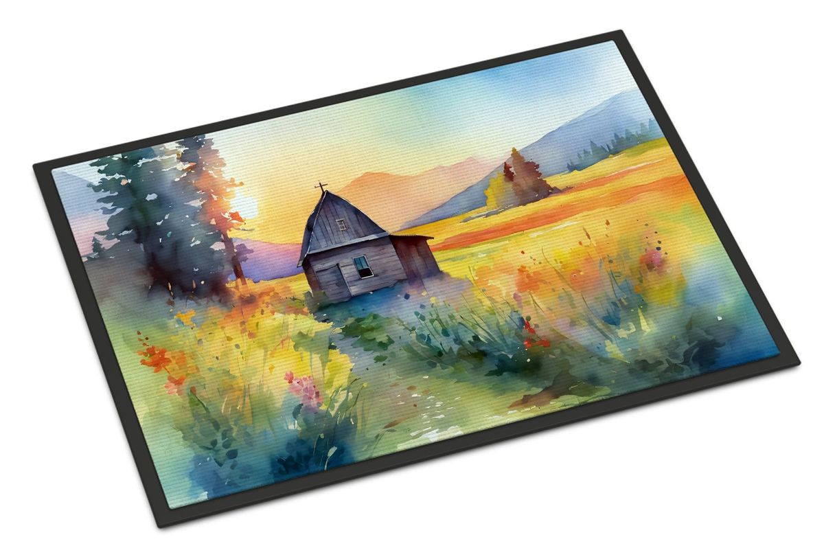 Montana Bitterroot In Watercolor Doormat Front Door Mat Indoor Outdoor Rugs For Entryway, Non Slip Washable Low Pile, 24H X 36W_maomaolike.com