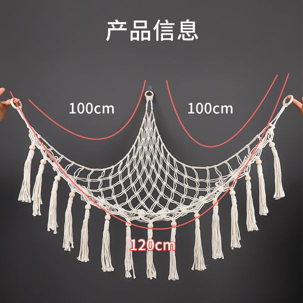 Cross-Border Wholesale Triangle Toy Storage Hand-Woven Cotton Rope Corner Tassel Net Bag Hammock Factory Direct Supply_maomaolike.com