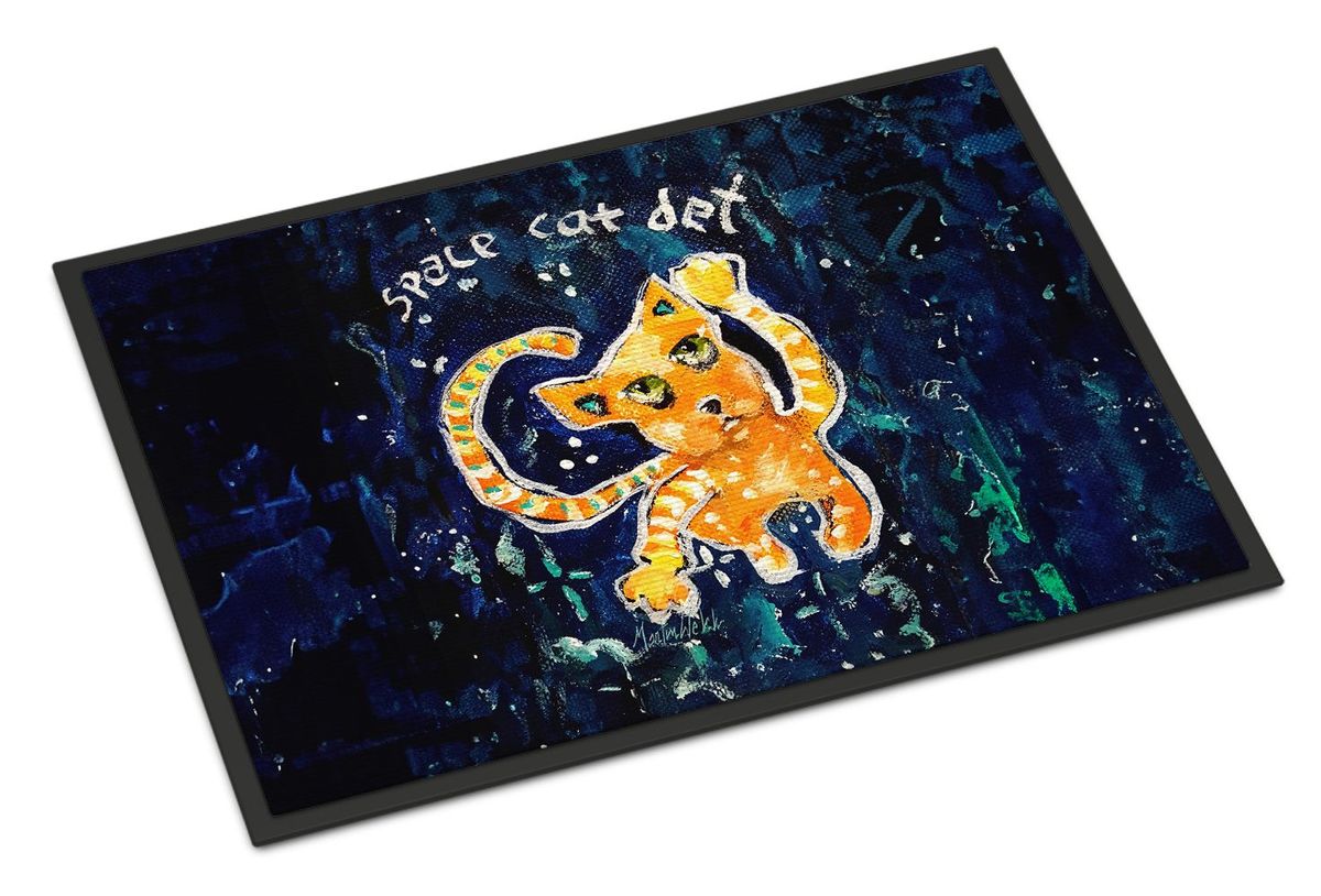 Space Cat Det Cat Doormat Front Door Mat Indoor Outdoor Rugs For Entryway, Non Slip Washable Low Pile, 24H X 36W_maomaolike.com