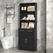 Bathroom Storage Cabinet, Cabinet With Two Doors And Drawers, Adjustable Shelf, Three-layer Open Shelf, MDF Board_maomaolike.com
