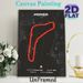 Monza Racing Circuit Painting Poster, Sleek Dark-toned Minimalist Race Track Layout Poster, Informative Circuit Detail Decor For Home Office, Racing_maomaolike.com
