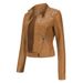 New-style leather jacket women's short jacket spring and autumn vertical collar women's leather jacket cross-border thin-style leather jacket_maomaolike.com