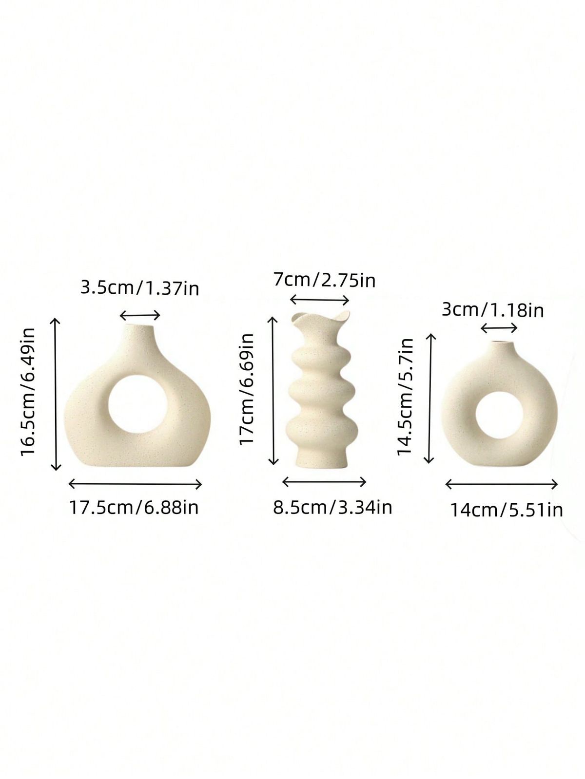 3pc Milky White Artistic Vase Is Suitable For Living Room, Dining Room, Study Desk, Multi-scene Ornaments, Flower Arrangement, Vase_maomaolike.com