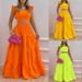 Women's Solid Color Mid-Waist Two Piece Set Sexy Strap Trendy Dress Spring/Summer Casual Ankle-Length Straight Skirt_maomaolike.com