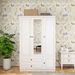 Armoire Wardrobe Closet Wooden With 3 Doors, Hanging Rods, 2 Drawers, Storage Cabinet And Mirror Large Capacity Large Wardrobe Closet For Bedroom, White 47.24" W X 20.59" D X 70.87 "H -- 2 Packages_maomaolike.com