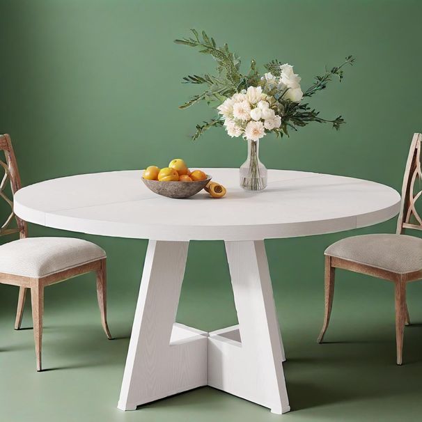 Round Dining Table For 4, 47" Wooden Kitchen Table Farmhouse Dinner Table_maomaolike.com