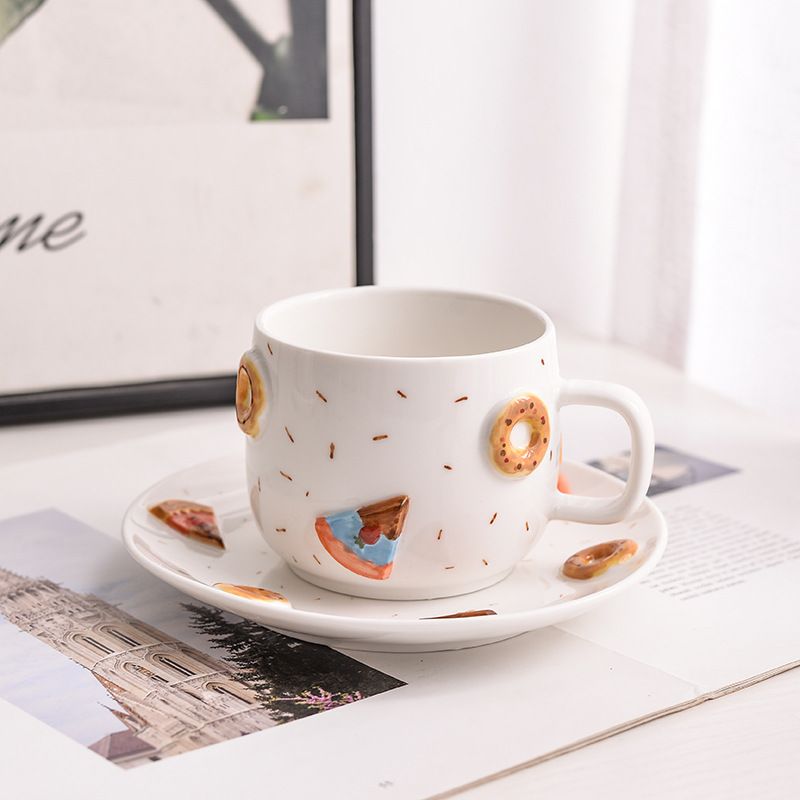 Handmade Ceramic Cups, Mugs, Girls' High Looks, Couples' Water Cups, Donuts, Latte, Coffee Cups, And Plates Set_maomaolike.com