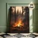 Forest Campfire Painting Poster, Warm-toned Realistic Forest Campfire Scene Poster, Cozy Atmospheric Decor Suitable For Living Room, Bedroom, Cabin_maomaolike.com