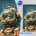 Vintage Robot Painting Poster, Retro Rusted Steampunk-style Robot Poster, Weathered Mechanical Design With Starry Backdrop, Ideal For Home Office_maomaolike.com