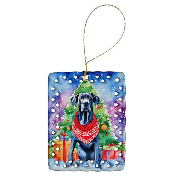 Great Dane Christmas Porcelain Ornament Christmas Tree Hanging Decorations For Home Christmas Holiday, Rectangle, Gift, Multicolor_maomaolike.com
