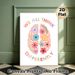 Floral Brain "We All Think Differently" Painting Poster, Pastel-toned Whimsical Flower-filled Brain Art Poster, Promotes Inclusive Positive Mindset_maomaolike.com