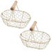 2pcs Flower Wedding Basket Rustic With Wood Handle Small Flower Basket Country Metal Wedding Basket Wire Vintage Petal Basket 7x4.7 Inch Basket For Vintage Rustic Wedding Home Decoration Picnic_maomaolike.com