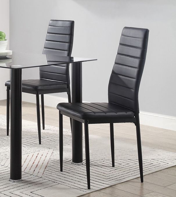 Modern Black Metal Side Chairs Set Of 2 With Leather Upholstery For Dining Room_maomaolike.com
