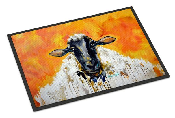 Peach Wool Sheep Doormat Front Door Mat Indoor Outdoor Rugs For Entryway, Non Slip Washable Low Pile, 24H X 36W_maomaolike.com
