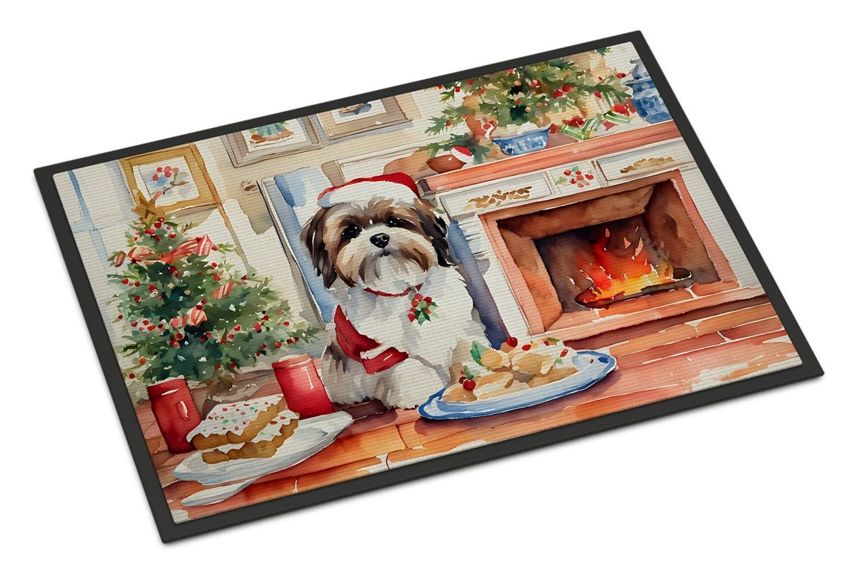 Lhasa Apso Christmas Cookies Doormat Front Door Mat Indoor Outdoor Rugs For Entryway, Non Slip Washable Low Pile, 24H X 36W_maomaolike.com