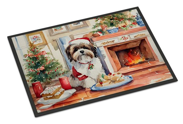 Lhasa Apso Christmas Cookies Doormat Front Door Mat Indoor Outdoor Rugs For Entryway, Non Slip Washable Low Pile, 24H X 36W_maomaolike.com