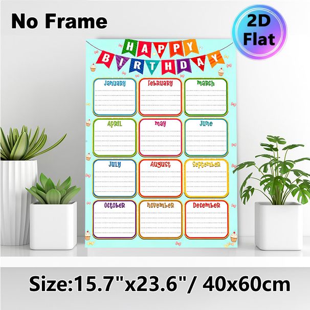 Birthday Tracker Painting Poster, Vibrant Festive Styled Poster, Practical For Recording Monthly Birthdays, Ideal For Office, Club Or Common Area_maomaolike.com