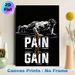 "No Pain No Gain" Fitness Painting Poster, Bold Monochrome Sketch Style Poster With Muscular Push-up Figure, Motivational Workout Decor Ideal For Gym_maomaolike.com