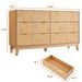 6-Drawer Dresser With Fluted Design And Gold Accents, 54" Wide Wood Storage Chest For Bedroom Living Room Entryway_maomaolike.com