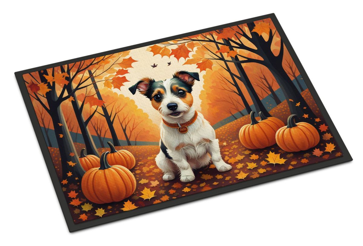 Jack Russell Terrier Fall Doormat Front Door Mat Indoor Outdoor Rugs For Entryway, Non Slip Washable Low Pile, 24H X 36W_maomaolike.com