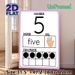 Number 5 Learning Painting Poster, Clear Educational Number Poster, Supports Number Recognition, Sign Language Learning And Counting Practice_maomaolike.com