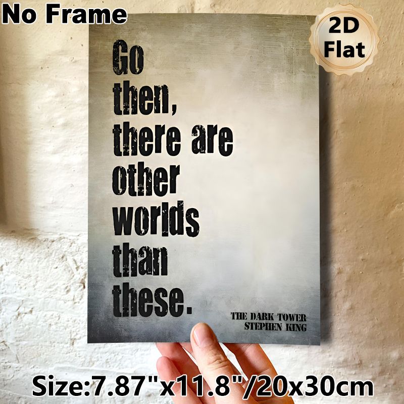 "Other Worlds" Fantasy Quote Painting Poster, Vintage Textured Typography Poster, Thought-provoking Literary Decor Suitable For Home Office, Living_maomaolike.com