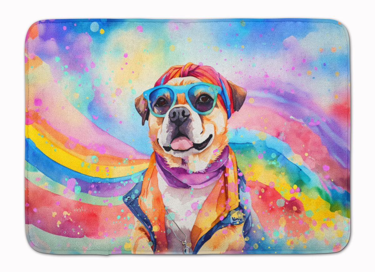 Pug Hippie Dawg Memory Foam Kitchen Mat Machine Washable Anti-Fatigue Mat Cushion Comfort Bath Mat Or Kitchen Rug_maomaolike.com