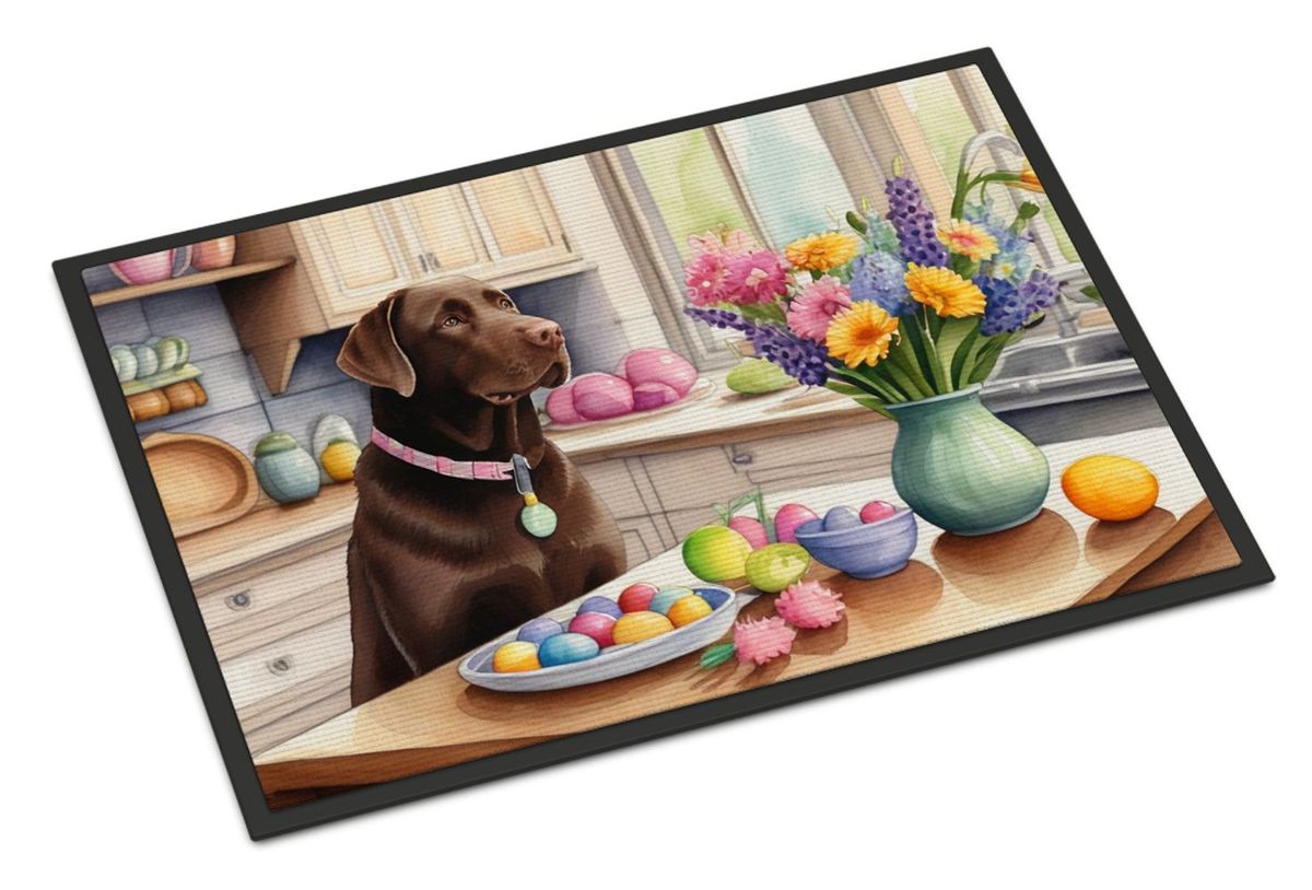 Decorating Easter Chocolate Labrador Retriever Doormat Front Door Mat Indoor Outdoor Rugs For Entryway, Non Slip Washable Low Pile, 24H X 36W_maomaolike.com