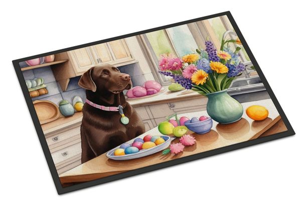 Decorating Easter Chocolate Labrador Retriever Doormat Front Door Mat Indoor Outdoor Rugs For Entryway, Non Slip Washable Low Pile, 24H X 36W_maomaolike.com
