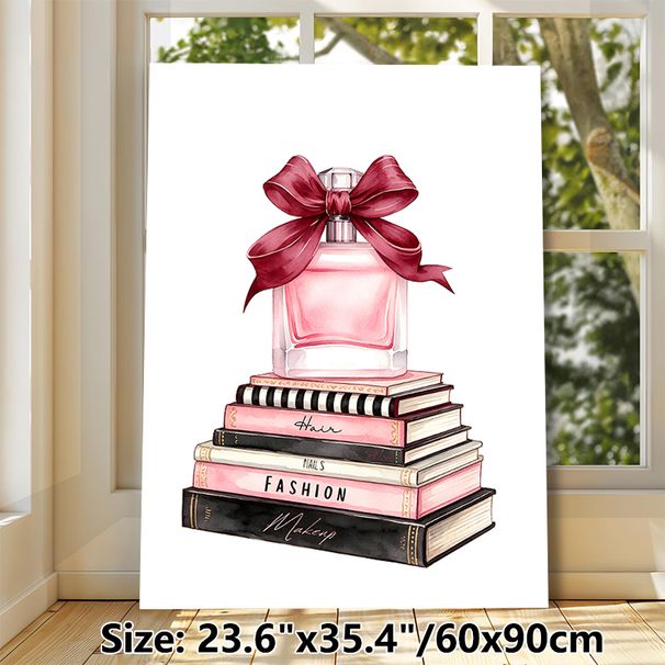 Fashion & Perfume Themed Painting Poster, Delicate Watercolor Style Glamorous Perfume & Fashion-themed Stacked Pieces Poster, Elegant Chic Decor For_maomaolike.com