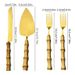 Nature Bamboo Handle Flatware, 4-Piece Set, Stainless Steel 18/10 Food Safety Grade Silverware Cutlery Set Wedding Cake Cutting Set Shovel Knife Fork_maomaolike.com