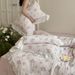 Wholesale INS Korean Style Pastoral Soft Bare Sleep Cloud Mist Gauze 4-Piece Lace Edge Pure Cotton Floral Four-Piece Set_maomaolike.com
