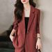 Women's Clothing Red simple fashion suit suit women's suit jacket high waist straight fashion_maomaolike.com
