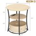 Round Side Table With Charging Station, 3-Tier End Table With Fabric Storage Bag And Shelf, Natural Wood_maomaolike.com