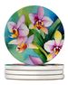 Orchids In Watercolor Large Sandstone Coasters Pack Of 4 Absorbent Round Coasters Decor Gifts For Men Or Women, 4 In, Multicolor_maomaolike.com