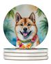 Akita Luau Large Sandstone Coasters Pack Of 4 Absorbent Round Coasters Decor Gifts For Men Or Women, 4 In, Multicolor_maomaolike.com