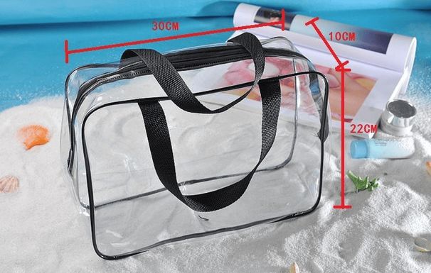 Large Clear Makeup Cosmetic Organizer Bag, Plastic Tote Bags, Waterproof Transparent Handbag Purse_maomaolike.com