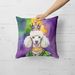White Poodle King Of Mardi Gras Throw Pillow Machine Washable, Indoor Outdoor Decorative Pillow For Couch, Bed Or Patio, 18Hx18W_maomaolike.com