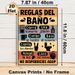 Bathroom Rules Painting Poster, Vintage Color-blocked Spanish-style Bathroom Guidelines Poster, Provides Clear Bathroom Etiquette Reminders, Ideal For_maomaolike.com