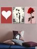 Romantic-themed Triptych Decorative Art: A Red Heart Symbolizing Affection, A Rose Representing Eternal Love, In A Pop Art Style._maomaolike.com