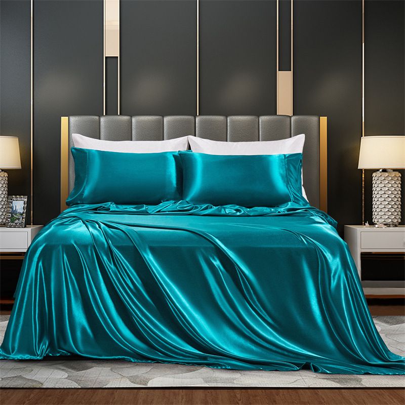 pure color satin silk four piece set simple sheets, mattress covers, pillowcases and bedding_maomaolike.com