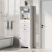White Tall Storage Cabinet With 3 Drawers And Adjustable Shelves For Bathroom, Kitchen And Living Room, MDF Board With Painted Finish_maomaolike.com