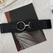 Unisex Ladies elastic waist wide elastic decorative dress black belt female Joker fashion._maomaolike.com
