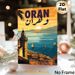 Oran Coastal City Sunset Painting Poster, Vibrant Retro-style Warm Sunset Over Coastal Town With Sailboats Poster, Nostalgic Travel Vibe Decor For_maomaolike.com